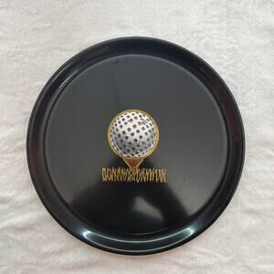 Couroc of Monterey Golf Themed Hand Inlaid Plate Tray Platter10.5" MCM